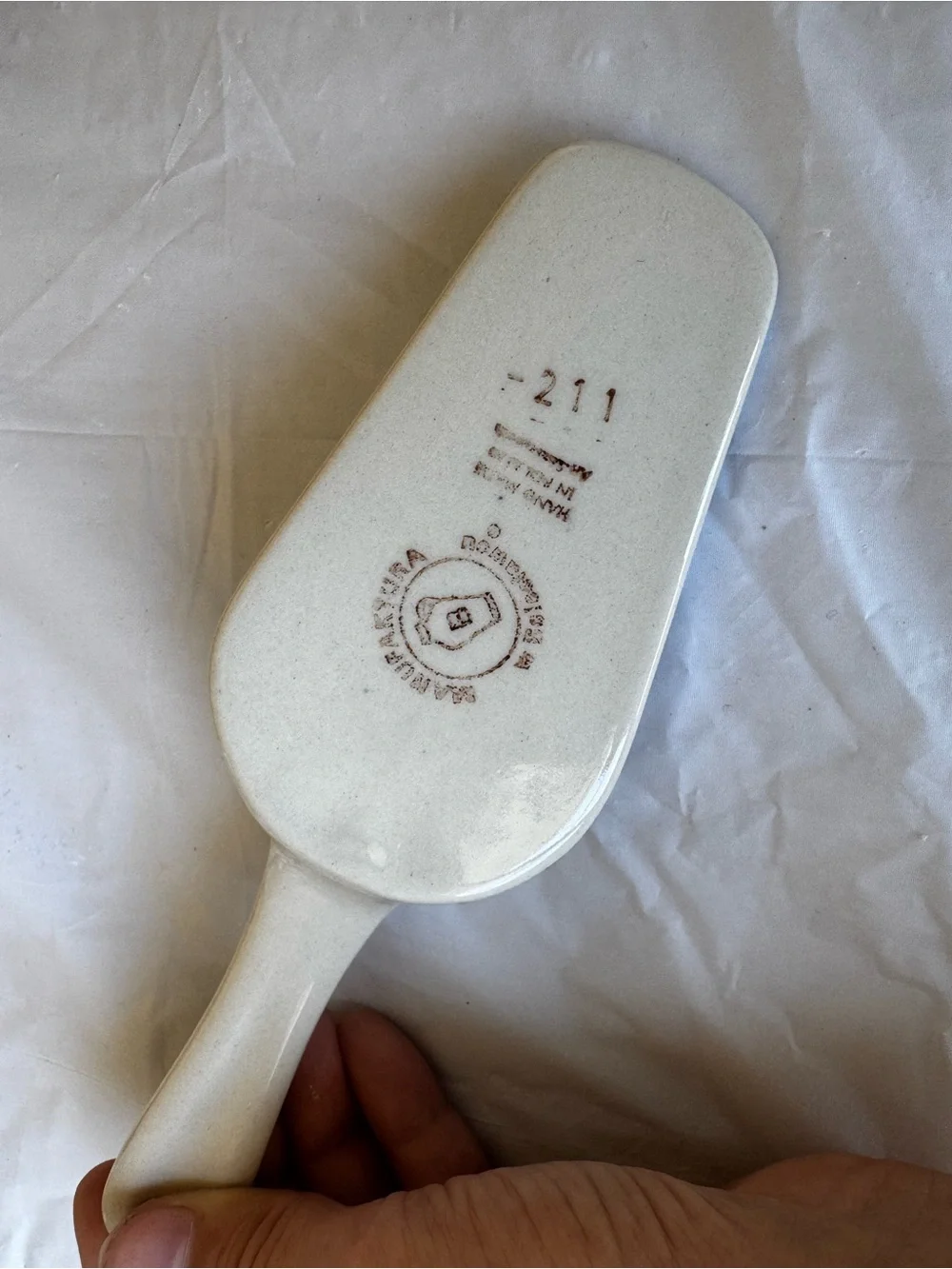 Polish Pottery Blue and White Ceramic Floral Spatula - Decorative